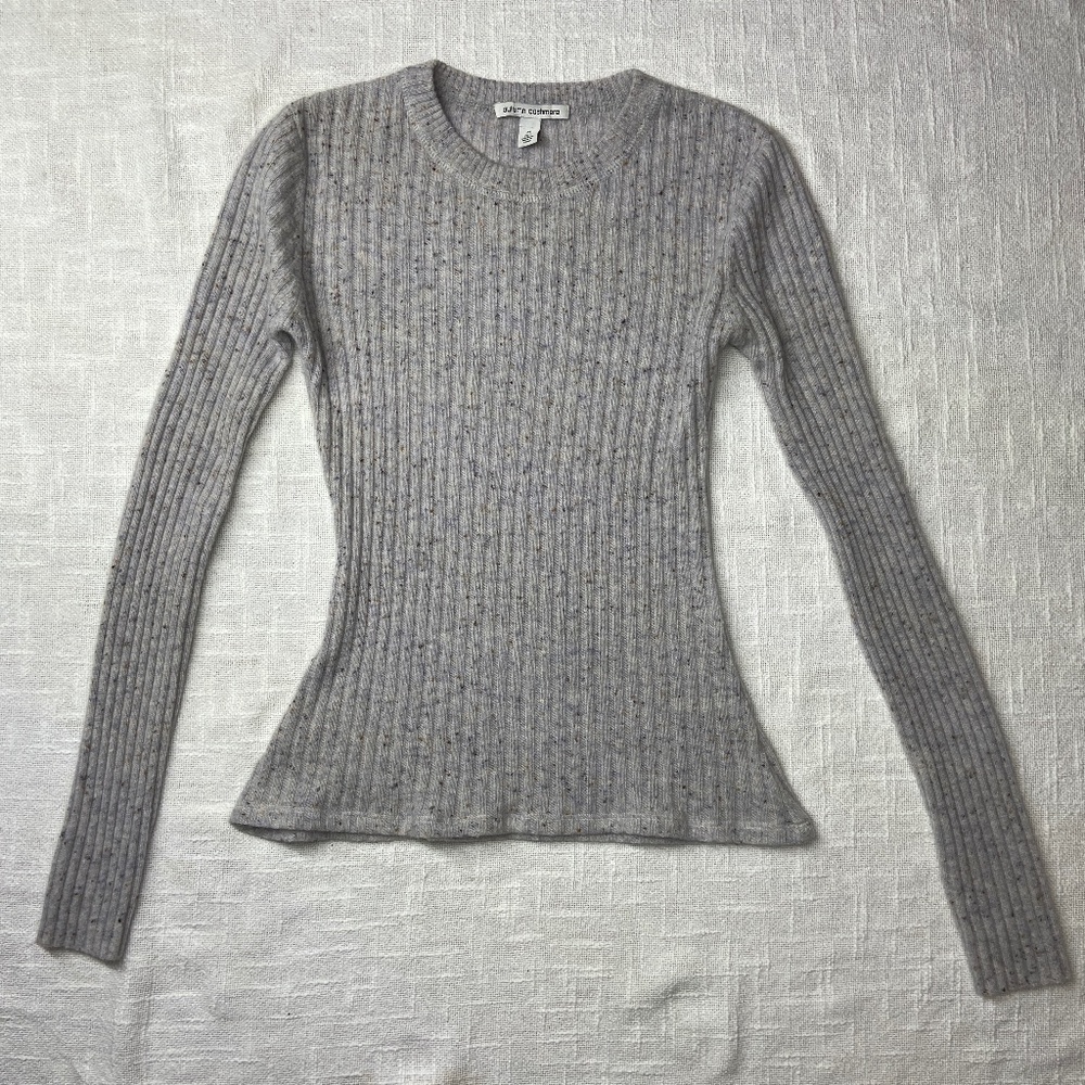 Autumn Cashmere Grey Speckled Crew Neck Sweater - Size M